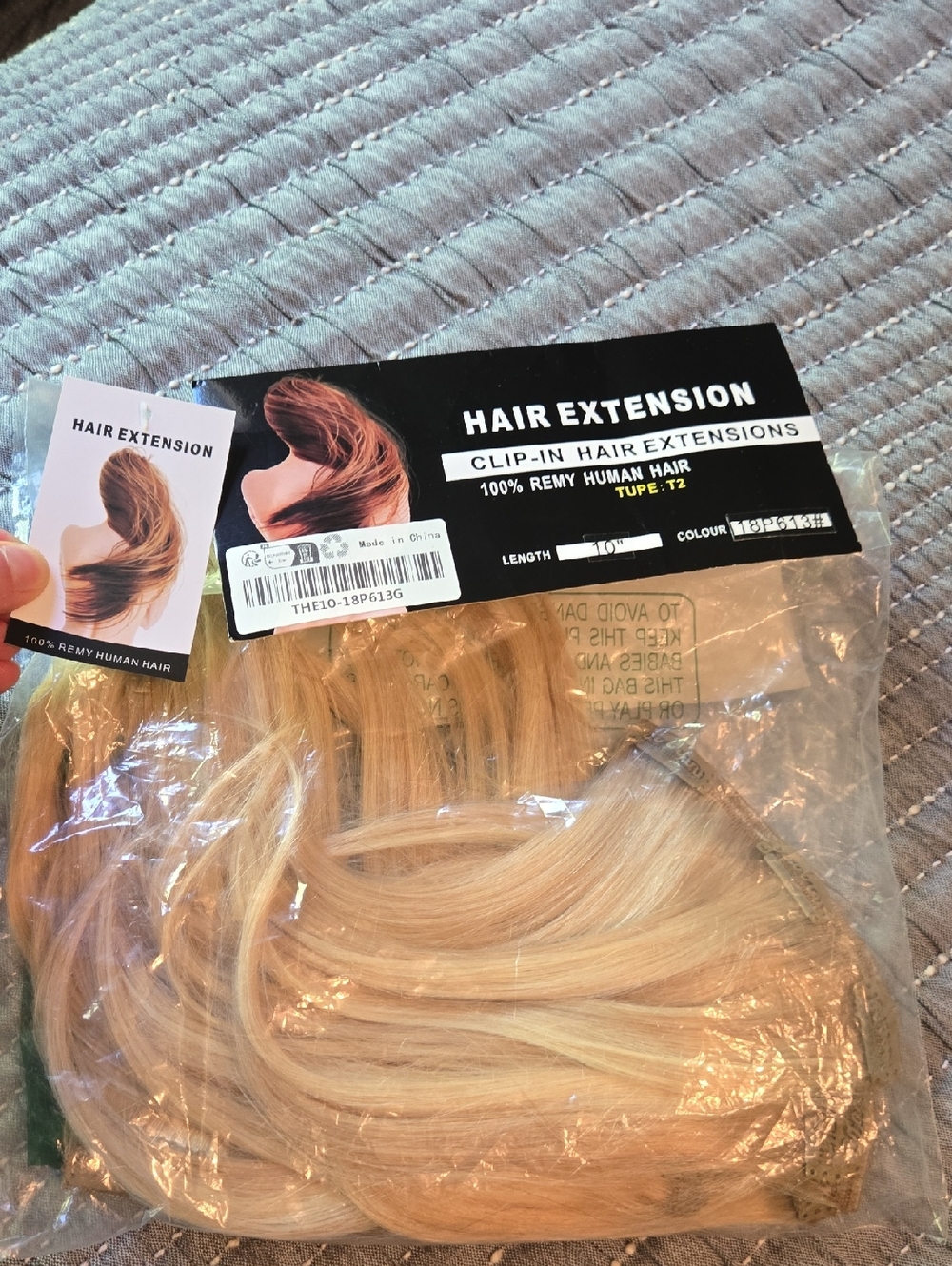 100% Remy Human Hair Extensions Clip In 10" Length Blonde Color 18P613# Tupe: T2